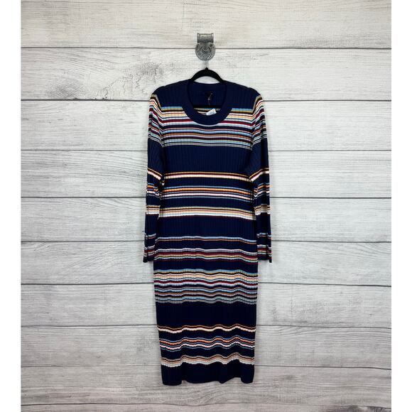 Torrid Plus Size Navy Striped Long Sleeve Crew Column Sweater Dress Size 3X - Picture 1 of 8